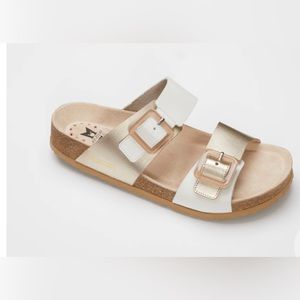 Mephisto Madison White Gold Slide Sandal Women's size 38 NEW IN BOX